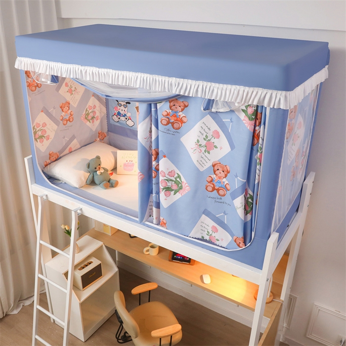 91家纺网 家纺一手货源 找家纺 迪凡保罗蚊帐 2025新款2412小清新印花遮光学生蚊帐带口袋帘 海报小熊