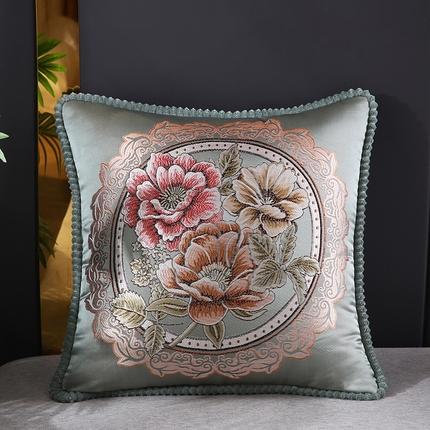 91家纺网 家纺一手货源 找家纺 （总）蔻眠 2024新款花开富贵刺绣抱枕沙发靠枕腰靠
