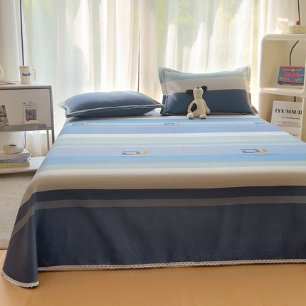 91家纺网 家纺一手货源 找家纺 新印象 2025新款花边老粗布床单款床笠款三件套 初见