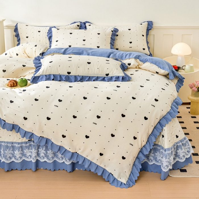 91家纺网 家纺一手货源 找家纺 美莱家纺 2024爆款蕾丝床盖三件套四件套【被套款】 心动
