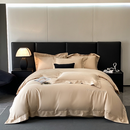 91家纺网 家纺一手货源 找家纺 家居1号家纺 2024新款新疆长绒棉四件套-华尔兹系列 华尔兹-香槟金