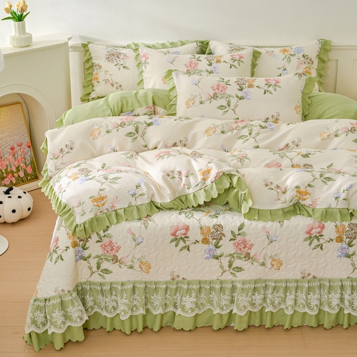 91家纺网 家纺一手货源 找家纺 美莱家纺 2024爆款蕾丝床盖三件套四件套【被套款】 俏佳人