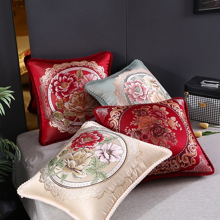 （总）蔻眠 2024新款花开富贵刺绣抱枕沙发靠枕腰靠