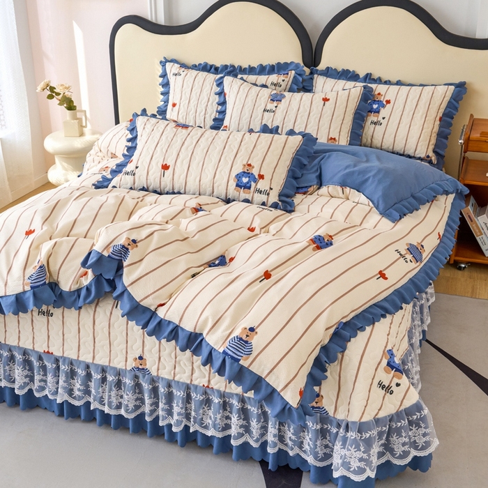 91家纺网 家纺一手货源 找家纺 美莱家纺 2024爆款蕾丝床盖三件套四件套【被套款】 小熊公仔