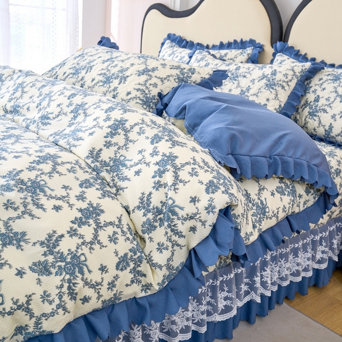 91家纺网 家纺一手货源 找家纺 美莱家纺 2024爆款蕾丝床盖三件套四件套【被套款】 恋爱季节