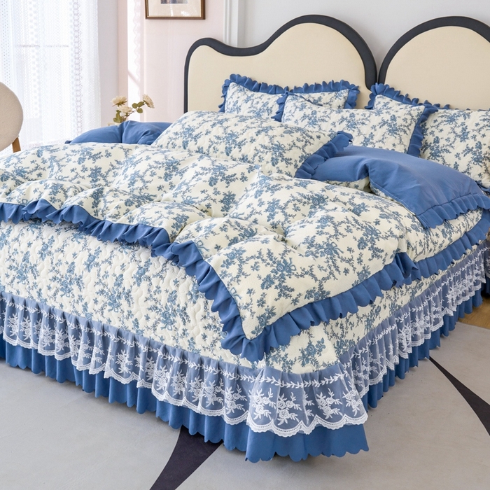 91家纺网 家纺一手货源 找家纺 美莱家纺 2024爆款蕾丝床盖三件套四件套【被套款】 恋爱季节