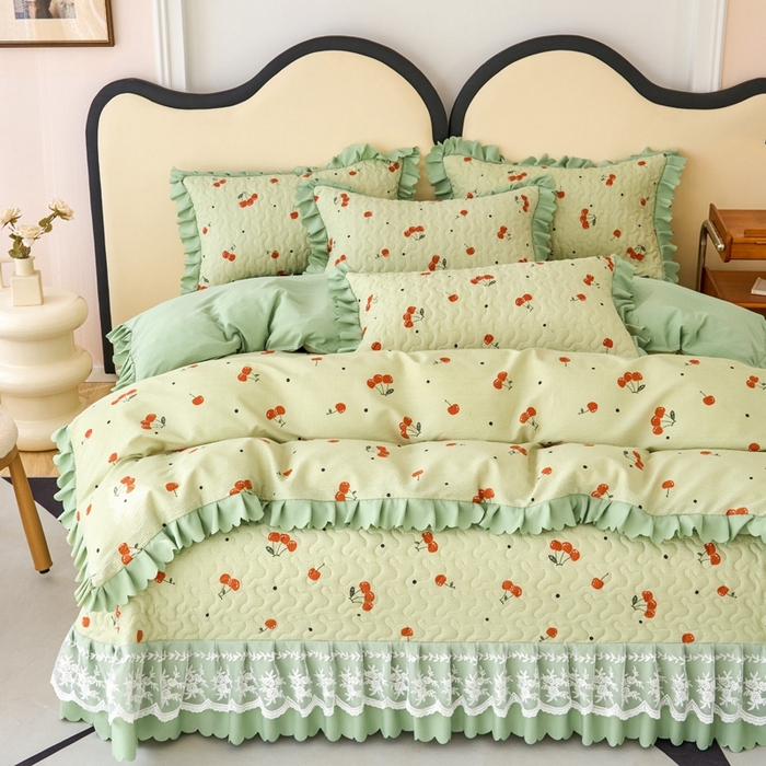 91家纺网 家纺一手货源 找家纺 美莱家纺 2024爆款蕾丝床盖三件套四件套【被套款】 樱桃