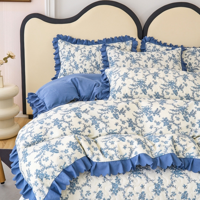 91家纺网 家纺一手货源 找家纺 美莱家纺 2024爆款蕾丝床盖三件套四件套【被套款】 恋爱季节