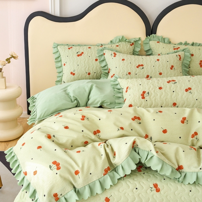 91家纺网 家纺一手货源 找家纺 美莱家纺 2024爆款蕾丝床盖三件套四件套【被套款】 樱桃