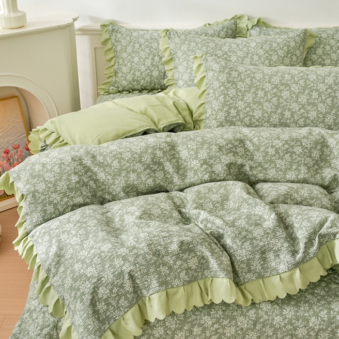 91家纺网 家纺一手货源 找家纺 美莱家纺 2024爆款蕾丝床盖三件套四件套【被套款】 浅夕