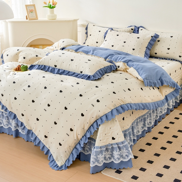 91家纺网 家纺一手货源 找家纺 美莱家纺 2024爆款蕾丝床盖三件套四件套【被套款】 心动