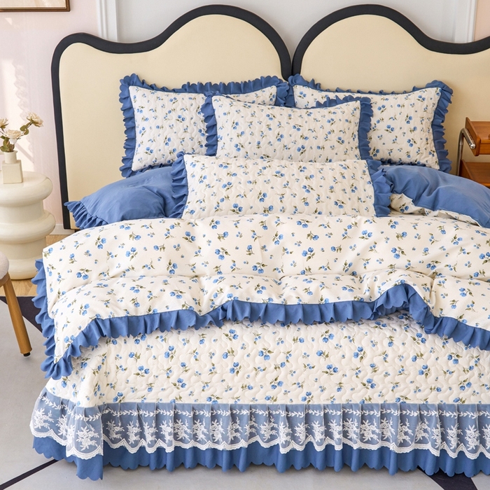 91家纺网 家纺一手货源 找家纺 美莱家纺 2024爆款蕾丝床盖三件套四件套【被套款】 海棠