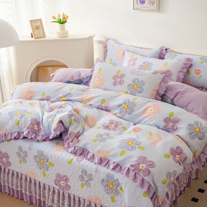 91家纺网 家纺一手货源 找家纺 美莱家纺 2024爆款蕾丝床盖三件套四件套【被套款】 夏花