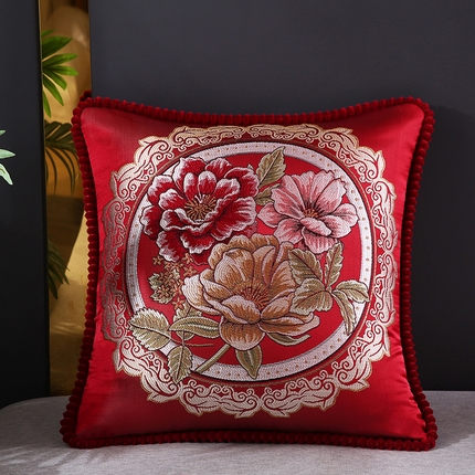 91家纺网 家纺一手货源 找家纺 （总）蔻眠 2024新款花开富贵刺绣抱枕沙发靠枕腰靠