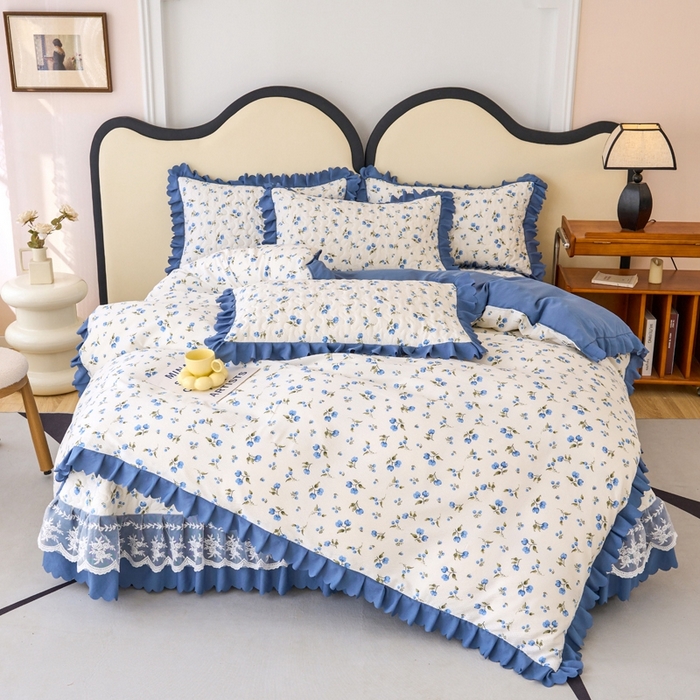 91家纺网 家纺一手货源 找家纺 美莱家纺 2024爆款蕾丝床盖三件套四件套【被套款】 海棠