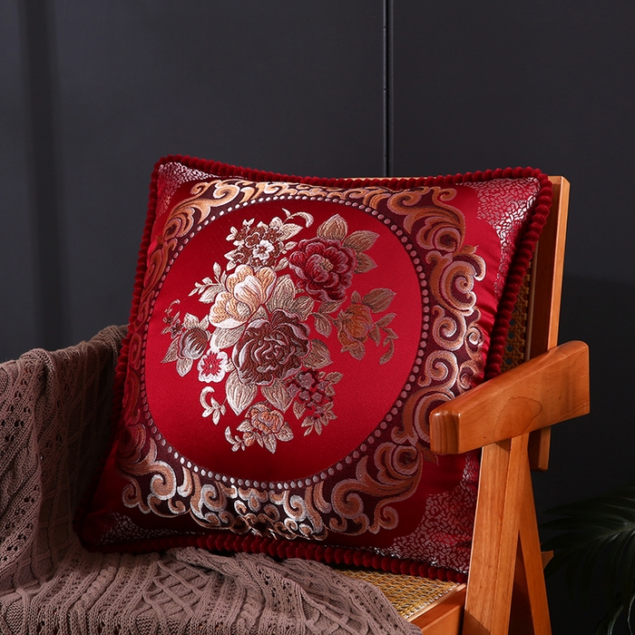 91家纺网 家纺一手货源 找家纺 （总）蔻眠 2024新款花开富贵刺绣抱枕沙发靠枕腰靠