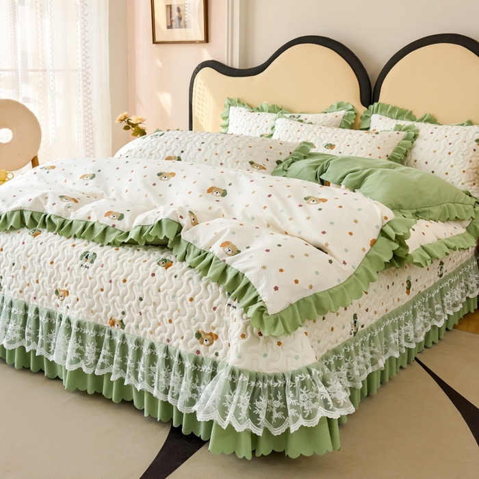 91家纺网 家纺一手货源 找家纺 美莱家纺 2024爆款蕾丝床盖三件套四件套【被套款】 皮皮狗