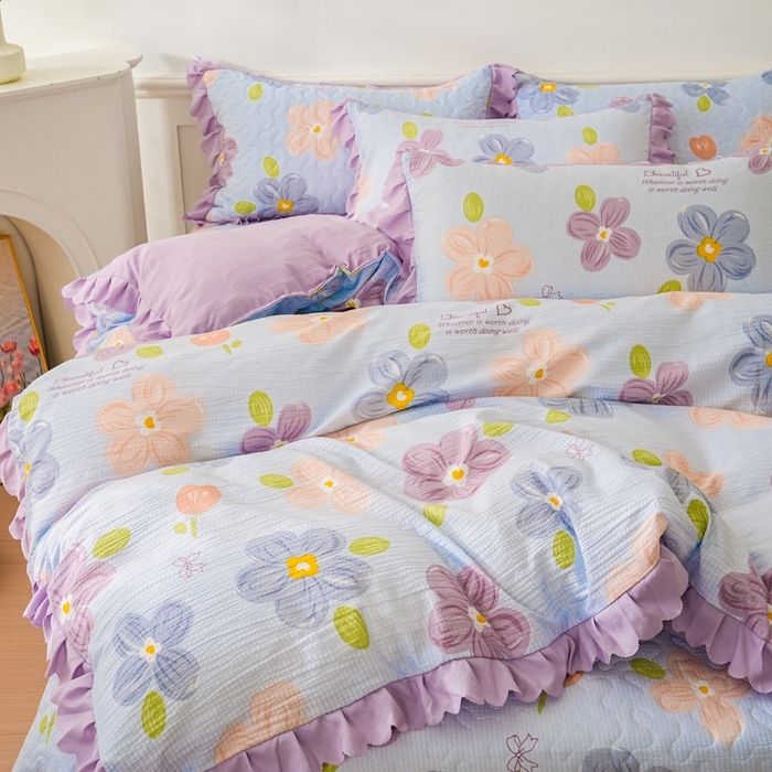 91家纺网 家纺一手货源 找家纺 美莱家纺 2024爆款蕾丝床盖三件套四件套【被套款】 夏花