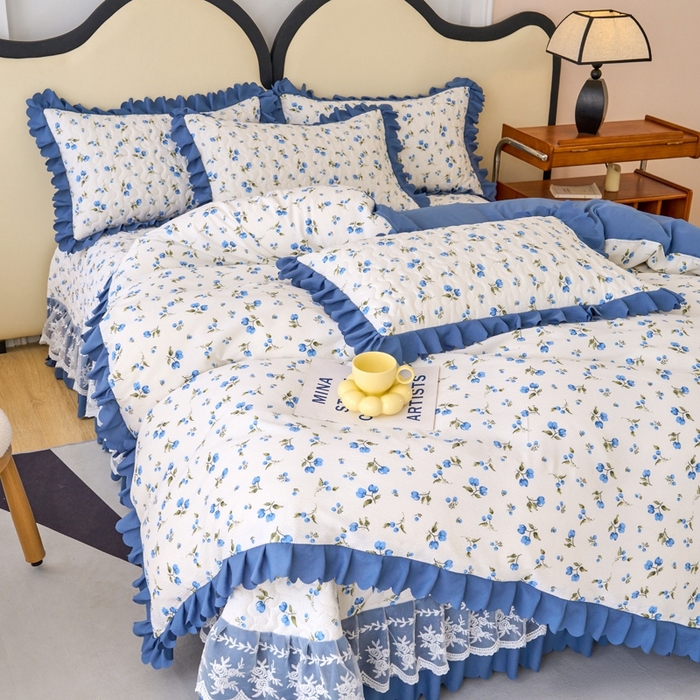 91家纺网 家纺一手货源 找家纺 美莱家纺 2024爆款蕾丝床盖三件套四件套【被套款】 海棠