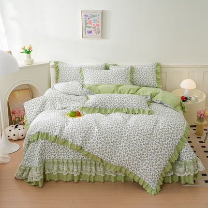 美莱家纺 2024爆款蕾丝床盖三件套四件套【被套款】 含羞草