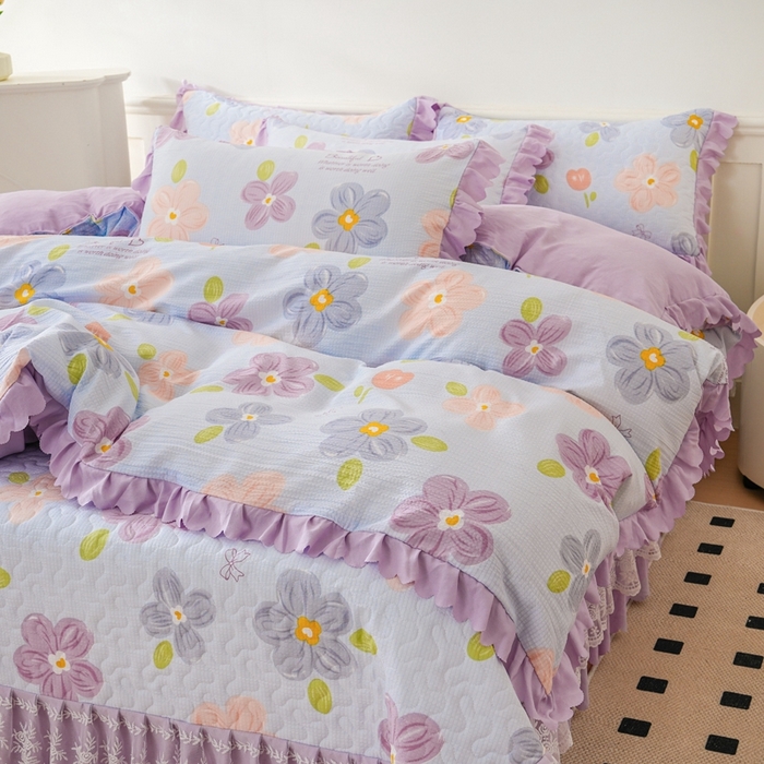 91家纺网 家纺一手货源 找家纺 美莱家纺 2024爆款蕾丝床盖三件套四件套【被套款】 夏花