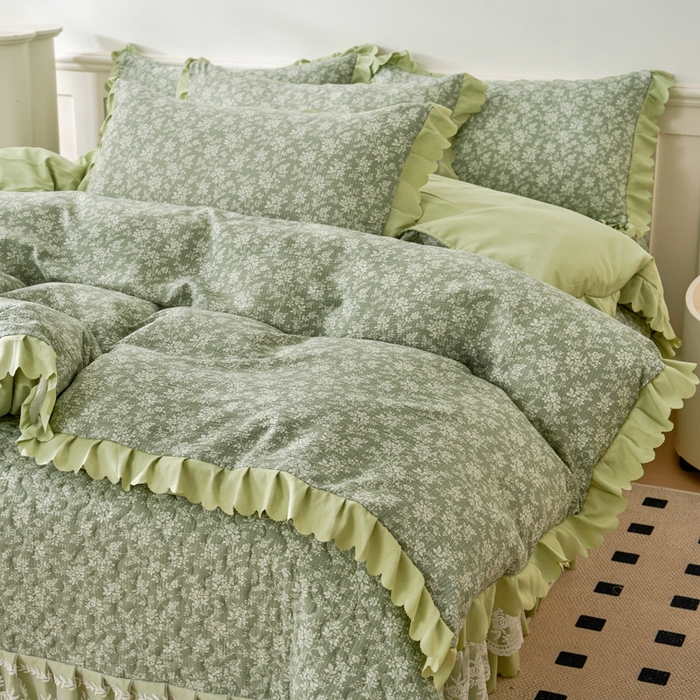 91家纺网 家纺一手货源 找家纺 美莱家纺 2024爆款蕾丝床盖三件套四件套【被套款】 浅夕