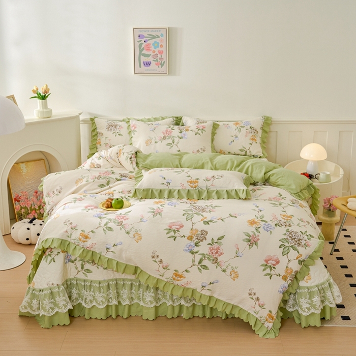 91家纺网 家纺一手货源 找家纺 美莱家纺 2024爆款蕾丝床盖三件套四件套【被套款】 俏佳人