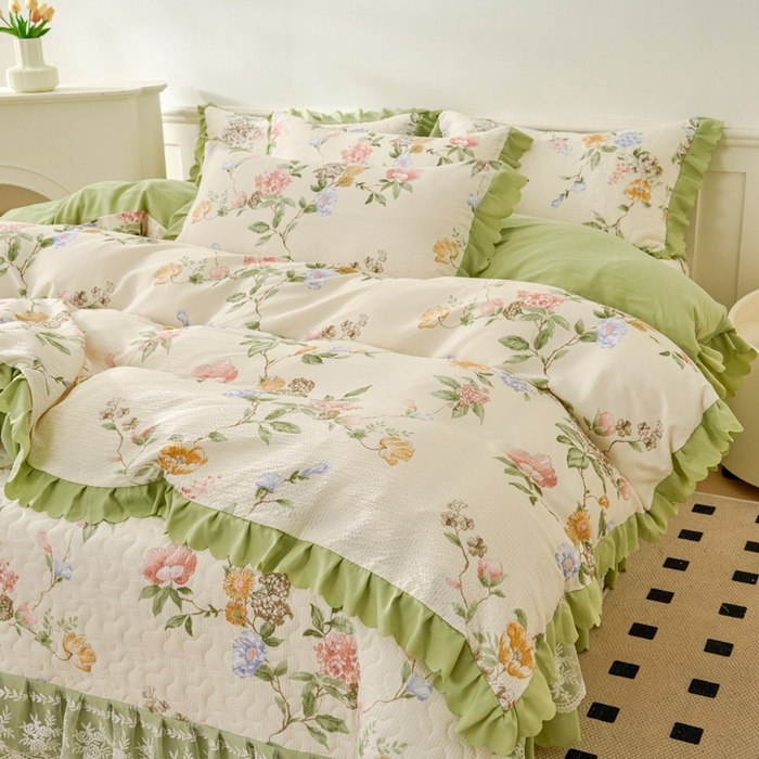 91家纺网 家纺一手货源 找家纺 美莱家纺 2024爆款蕾丝床盖三件套四件套【被套款】 俏佳人