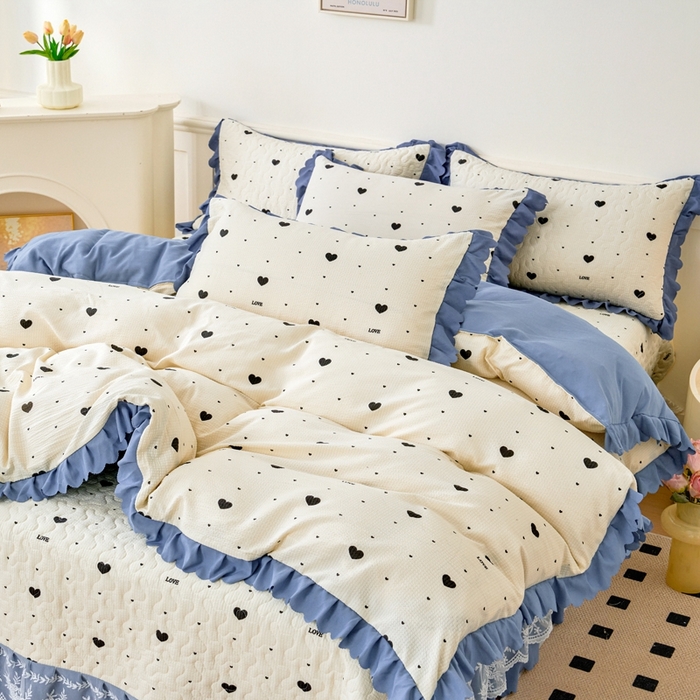 91家纺网 家纺一手货源 找家纺 美莱家纺 2024爆款蕾丝床盖三件套四件套【被套款】 心动