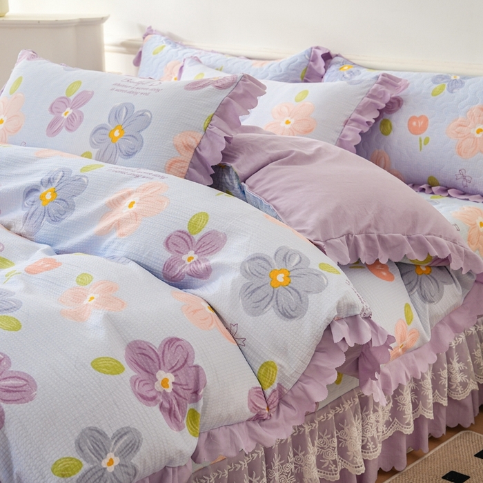 91家纺网 家纺一手货源 找家纺 美莱家纺 2024爆款蕾丝床盖三件套四件套【被套款】 夏花