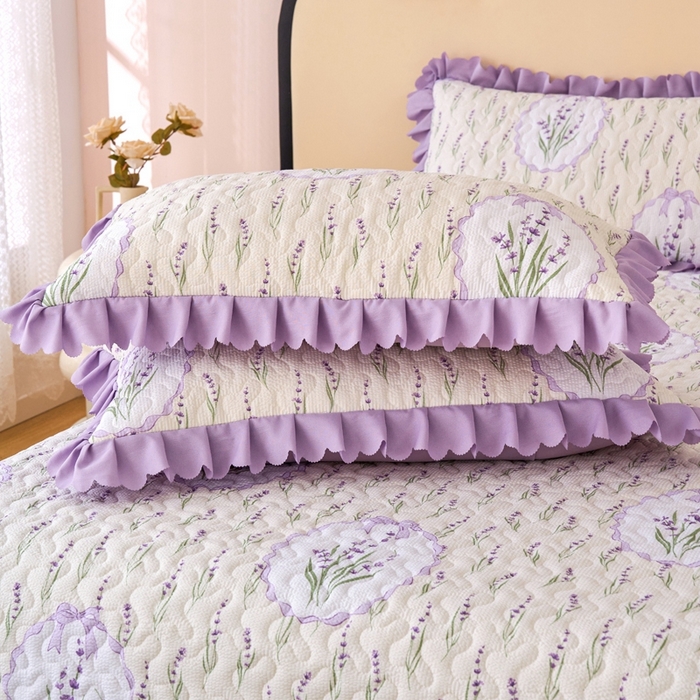 91家纺网 家纺一手货源 找家纺 美莱家纺 2024爆款蕾丝床盖三件套四件套【被套款】 薰衣草-紫
