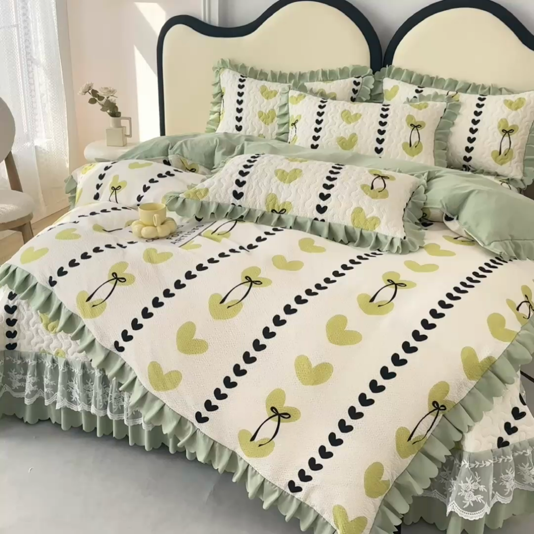 91家纺网 家纺一手货源 找家纺 美莱家纺 2024爆款蕾丝床盖三件套四件套【被套款】 春风里