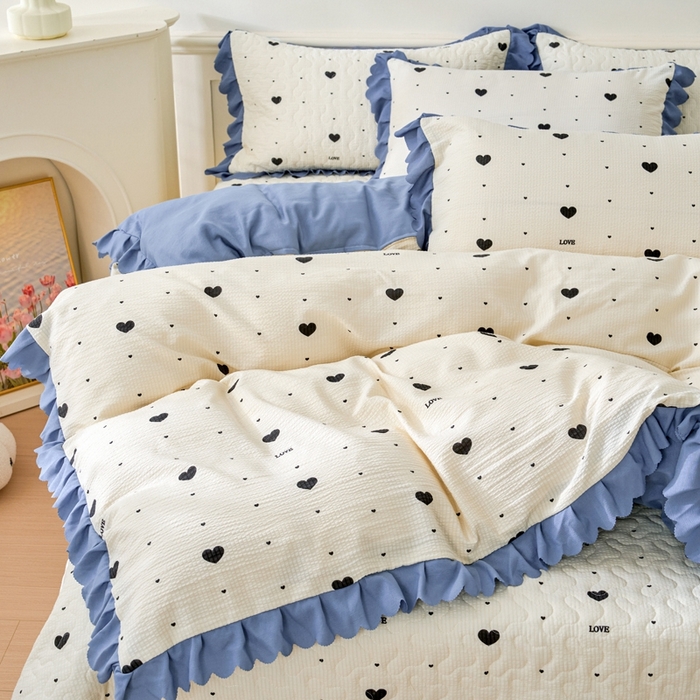 91家纺网 家纺一手货源 找家纺 美莱家纺 2024爆款蕾丝床盖三件套四件套【被套款】 心动