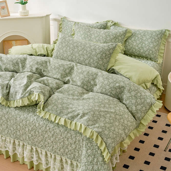 91家纺网 家纺一手货源 找家纺 美莱家纺 2024爆款蕾丝床盖三件套四件套【被套款】 浅夕