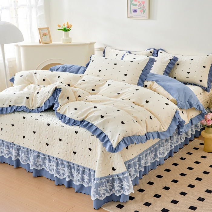 91家纺网 家纺一手货源 找家纺 美莱家纺 2024爆款蕾丝床盖三件套四件套【被套款】 心动