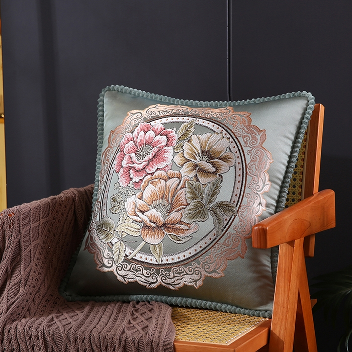 91家纺网 家纺一手货源 找家纺 （总）蔻眠 2024新款花开富贵刺绣抱枕沙发靠枕腰靠
