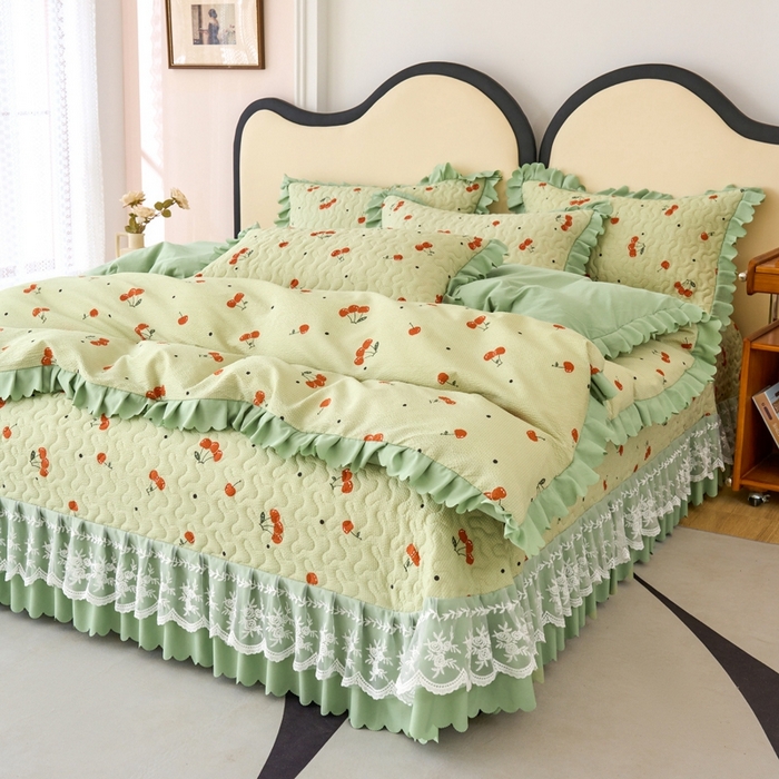 91家纺网 家纺一手货源 找家纺 美莱家纺 2024爆款蕾丝床盖三件套四件套【被套款】 樱桃