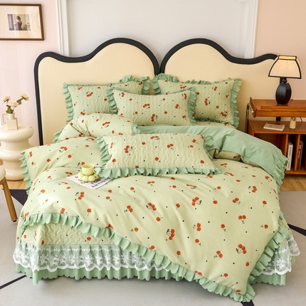 美莱家纺 2024爆款蕾丝床盖三件套四件套【被套款】 樱桃