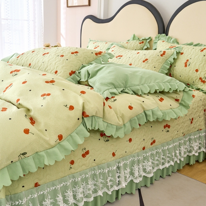 91家纺网 家纺一手货源 找家纺 美莱家纺 2024爆款蕾丝床盖三件套四件套【被套款】 樱桃