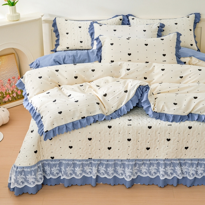 91家纺网 家纺一手货源 找家纺 美莱家纺 2024爆款蕾丝床盖三件套四件套【被套款】 心动