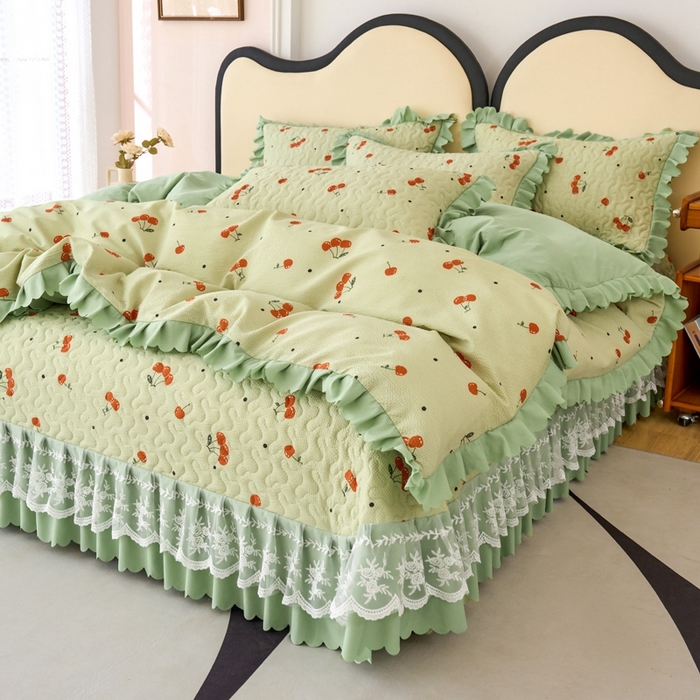 91家纺网 家纺一手货源 找家纺 美莱家纺 2024爆款蕾丝床盖三件套四件套【被套款】 樱桃