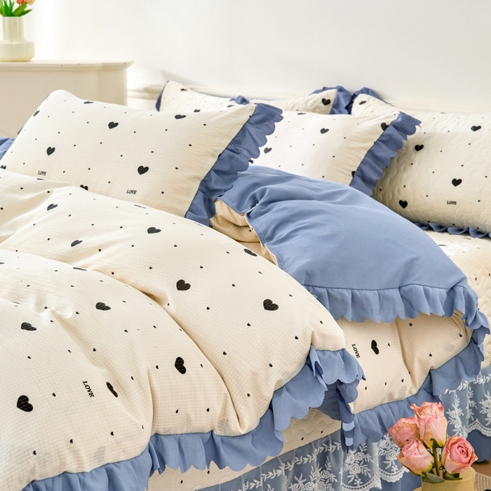 91家纺网 家纺一手货源 找家纺 美莱家纺 2024爆款蕾丝床盖三件套四件套【被套款】 心动