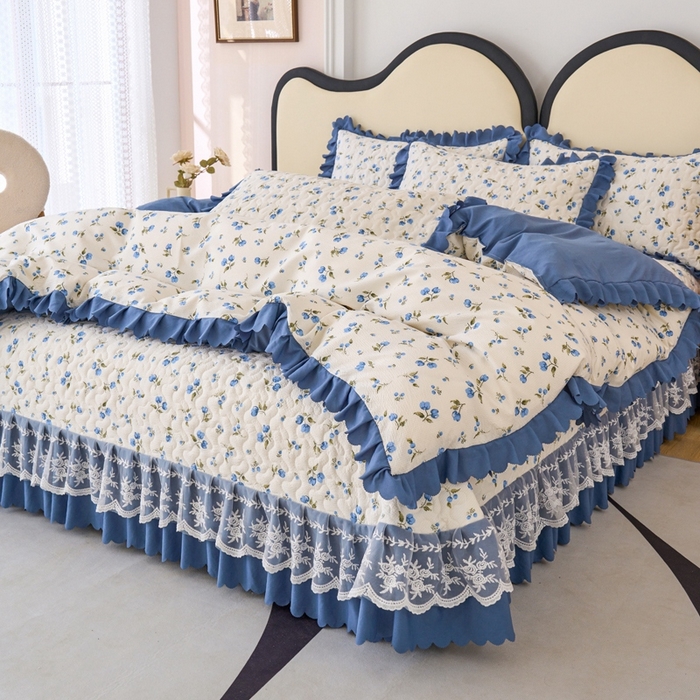 91家纺网 家纺一手货源 找家纺 美莱家纺 2024爆款蕾丝床盖三件套四件套【被套款】 海棠