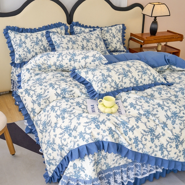 91家纺网 家纺一手货源 找家纺 美莱家纺 2024爆款蕾丝床盖三件套四件套【被套款】 恋爱季节