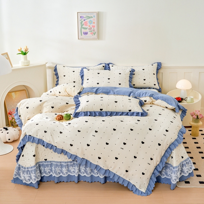 91家纺网 家纺一手货源 找家纺 美莱家纺 2024爆款蕾丝床盖三件套四件套【被套款】 心动