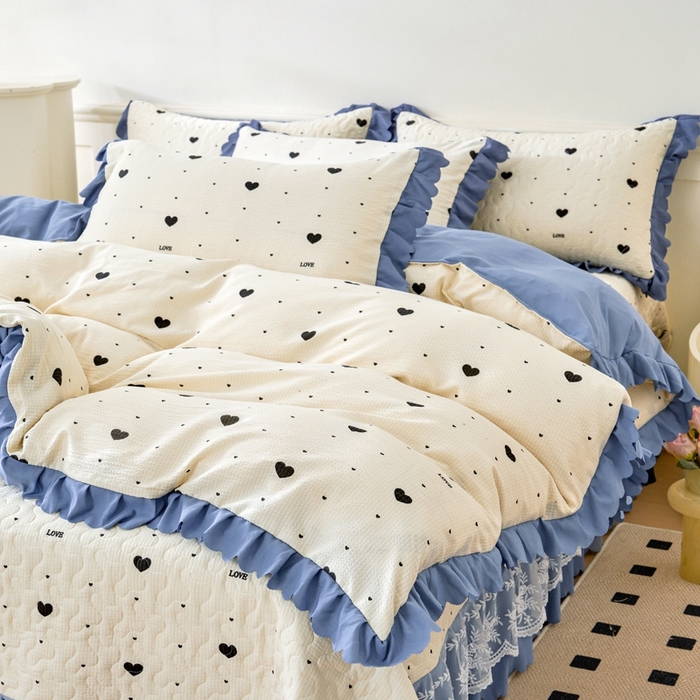 91家纺网 家纺一手货源 找家纺 美莱家纺 2024爆款蕾丝床盖三件套四件套【被套款】 心动