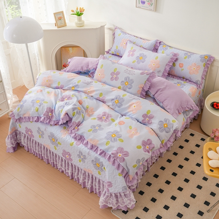 91家纺网 家纺一手货源 找家纺 美莱家纺 2024爆款蕾丝床盖三件套四件套【被套款】 夏花