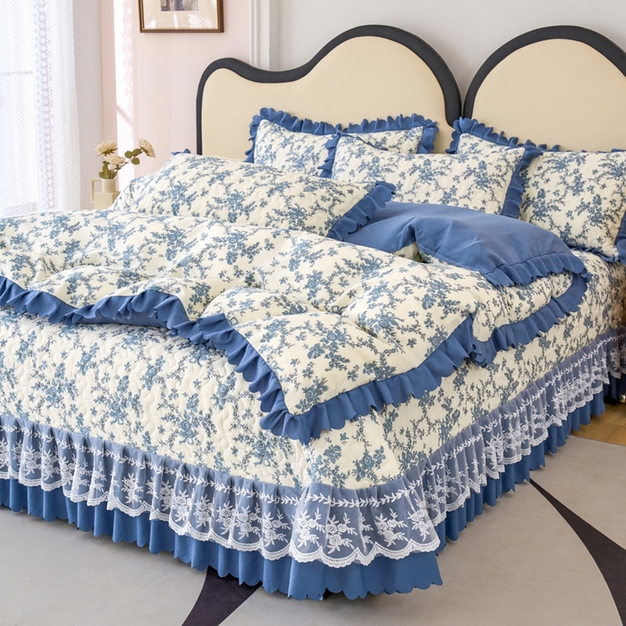 91家纺网 家纺一手货源 找家纺 美莱家纺 2024爆款蕾丝床盖三件套四件套【被套款】 恋爱季节