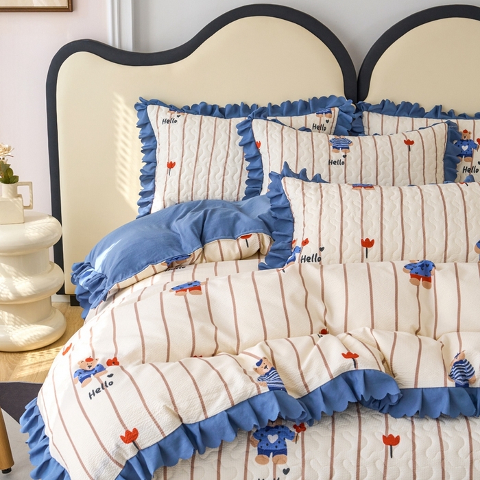 91家纺网 家纺一手货源 找家纺 美莱家纺 2024爆款蕾丝床盖三件套四件套【被套款】 小熊公仔