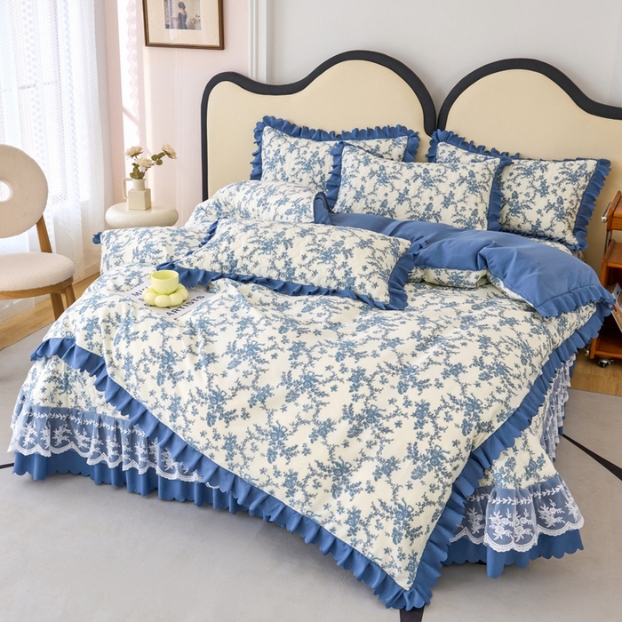 91家纺网 家纺一手货源 找家纺 美莱家纺 2024爆款蕾丝床盖三件套四件套【被套款】 恋爱季节